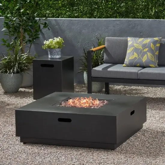 Wellington Outdoor Square Fire Pit with Tank Holder - Christopher Knight Home image {1}