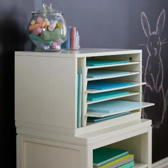 Martha Stewart Crafting Kids' Paper Organizer: Wooden Tabletop Construction Paper Storage with 6 Adjustable Trays image {1}