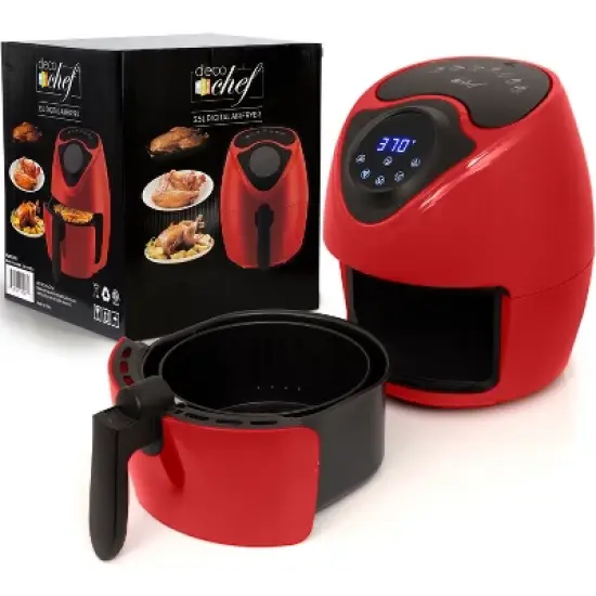 Deco Chef 3.7QT Personal Digital Air Fryer, 7 One-Touch Cooking Programs, 1300W, Red image {1}