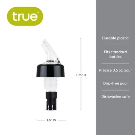 True Ace Measured Liquor Pour Spout, 1/2 Ounce Pourer, Fits Standard Liquor Bottles, At Home Bar Accessories, Plastic, Set of 1 image {2}