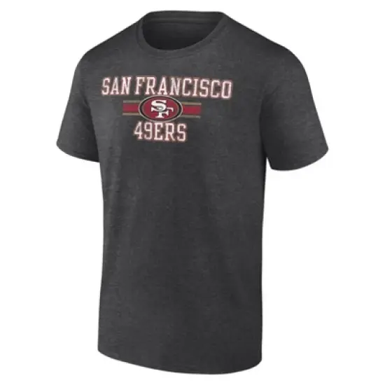 NFL San Francisco 49ers Men's Team Striping Gray Short Sleeve Bi-Blend T-Shirt image {1}