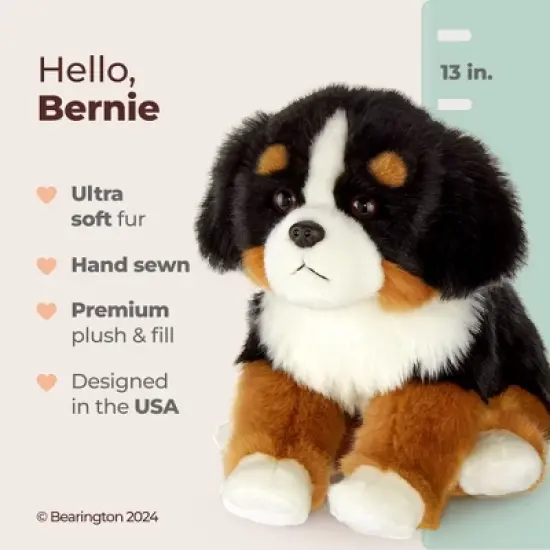 Bearington Bernie The Bernese Mountain Dog Stuffed Animal, 13 Inch Puppy Stuffed Animal, For Ages 3-14 image {5}