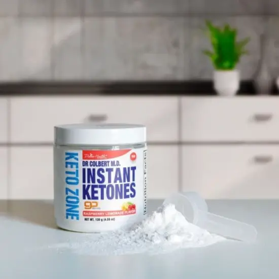 Instant Ketones Powered by goBHB Drink Mix Powder - Sugar Free Raspberry Lemonade Flavor Divine Health by Dr. Colbert - 4.59oz image {4}
