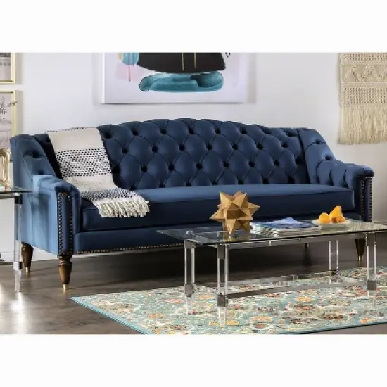 Fawne Camelback Sofa Blue - Furniture Of America image {1}