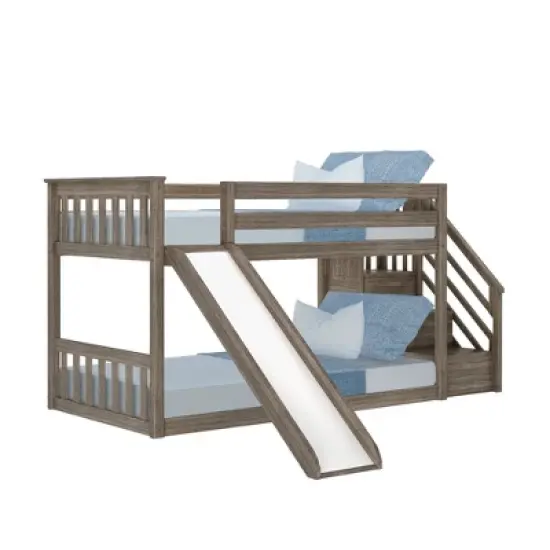 Max & Lily Twin Low Bunk Bed w/ Staircase and Slide image {8}