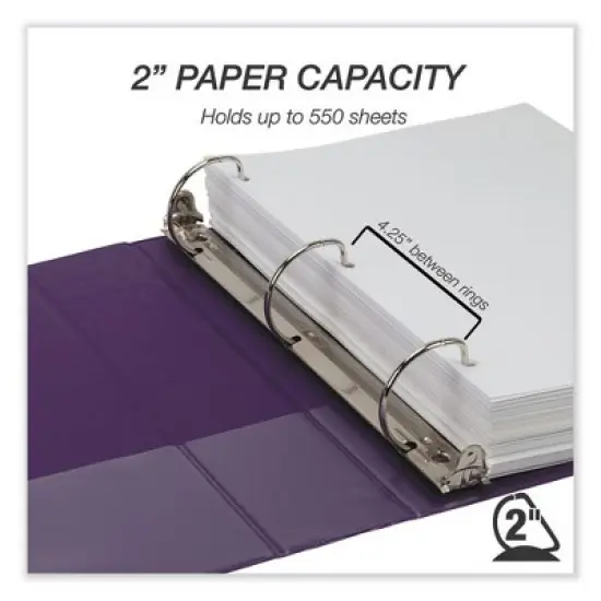 Samsill Durable D-Ring View Binders, 3 Rings, 2" Capacity, 11 x 8.5, Blueberry/Blue Coconut/Dragonfruit/Purple, 4/Pack image {4}