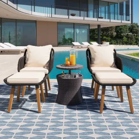 Syemin Patio Seating Sets, Comfortable Outdoor Seating Set, Elevate Your Outdoor Space, Designed for Relaxation and Style, Beige, 23.2"*21.7"*31.5" image {1}