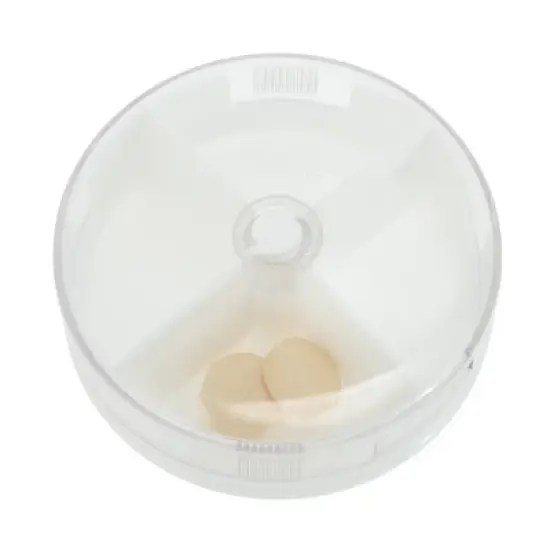 Unique Bargains 4 Grid Mini Round Pill Case White 1 Pc image {1}