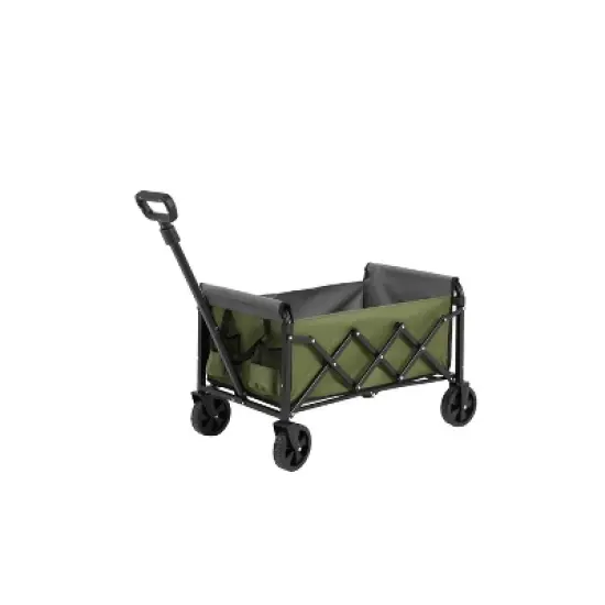 DOMETOUR Lightweight Folding Beach Wagon with Wheels - Heavy Duty Utility Cart for Grocery, Camping, Sports, Garden - Large Capacity - Army Green image {4}