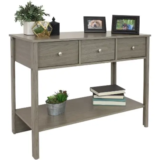 Sunnydaze MDF Indoor Entryway Console Table with 3 Drawers - 30" H - Thunder Gray image {11}