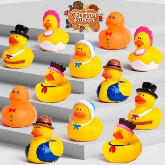 Fun Little Toys 12 PCS Thanks Giving Rubber Duckies image {3}