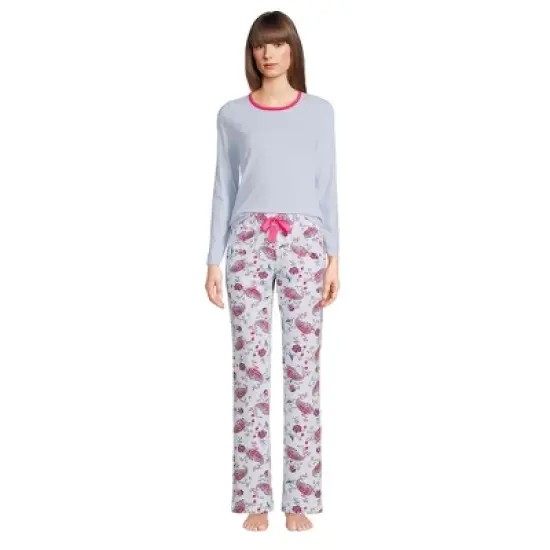 Lands' End Women's Tall Knit Pajama Set Long Sleeve T-Shirt and Pants image {6}