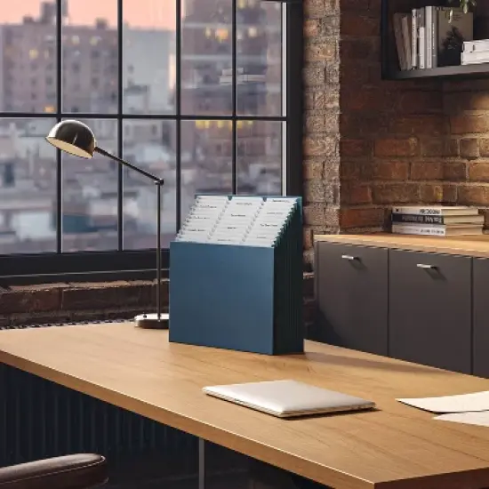 Smead Expanding 12-Pocket Stadium File, 12.75" x 13.75" x up to 11.75", Navy image {5}