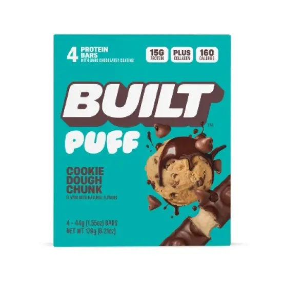 Built Bar Cookie Dough Chunk Puff Protein Bars - 15g Protein - 6.2oz/4ct image {4}