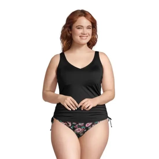Lands' End Women's Plus Size DD-Cup Chlorine Resistant Adjustable V-neck Underwire Tankini Top Swimsuit image {2}