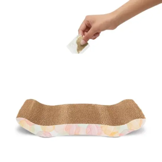 Zodaca 3-Pack Cat Scratcher Bed, Reversible Corrugated Cardboard Modern Sofa Scratching Pad with 3 Catnip (16x8x2.5 inch) image {3}