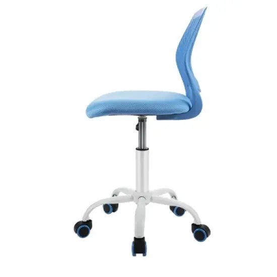 Costway Office Task Desk Armless Chair Adjustable Mid Back Swivel Study Chair Rose\Blue\Turquoise\Purple image {9}