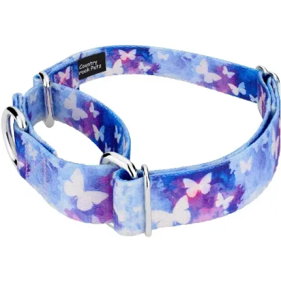 Country Brook Petz - Watercolor Butterflies Martingale Dog Collar image {1}