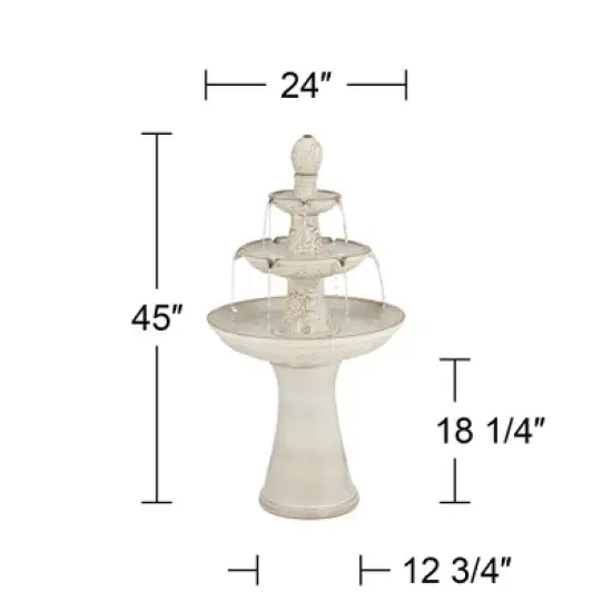 Formentera 45" High Large Italian Outdoor Decor Ceramic Floor Fountain with Light LED 3-Tier Outside Garden Patio Yard Backyard image {3}