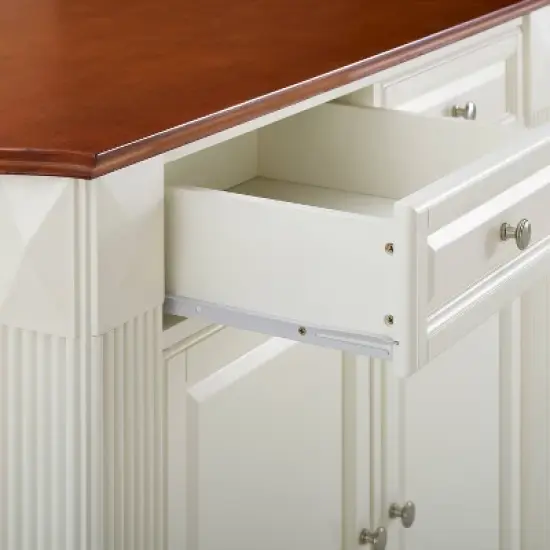 Coventry Drop Leaf Top Kitchen Island with 2 School House Stools White - Crosley image {10}