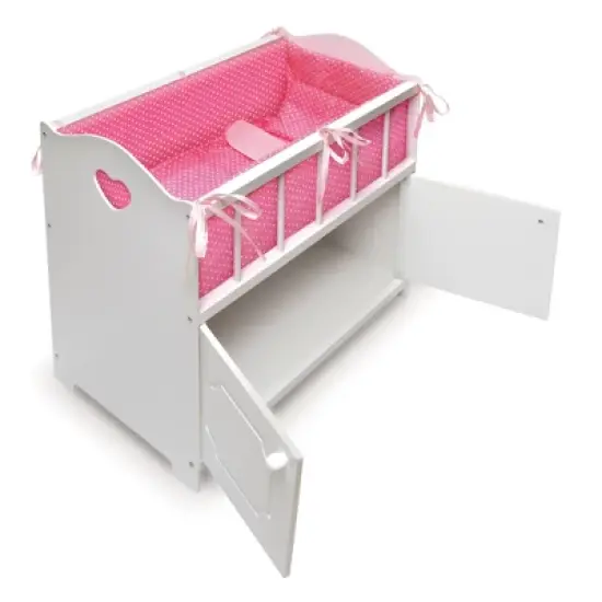 Badger Basket Storage Doll Crib with Bedding and Free Personalization Kit - White image {5}