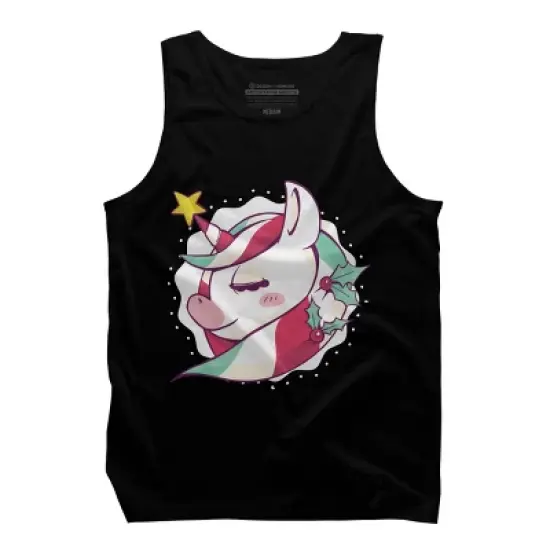 Men's Design By Humans Striped Christmas Unicorn By rasok Tank Top image {4}