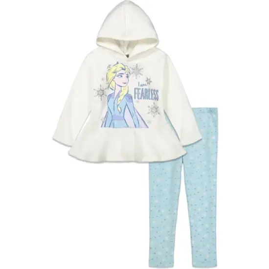 Disney Frozen Elsa Girls Fleece Hoodie and Leggings Outfit Set Little Kid to Big Kid image {9}
