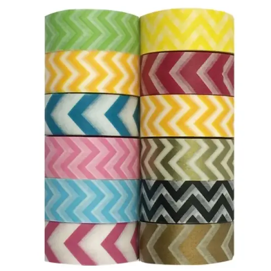 Wrapables Washi Tapes Decorative Masking Tapes, Set of 12 image {13}