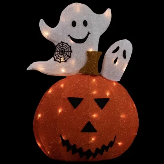 Northlight LED Lighted Jack-O-Lantern and Ghosts Halloween Decoration - 27.5" - Clear Lights image {2}