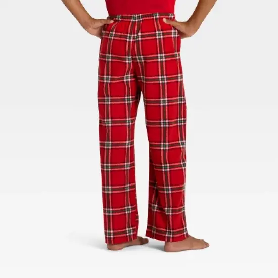 Kids' Plaid Microfleece Holiday Matching Family Pajama Pants - Wondershop&trade; Red image {2}