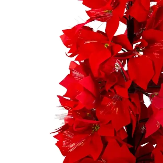 Northlight Pre-Lit Fiber Optic Color Changing Red Poinsettia Christmas Tree - 4' - Multi image {2}