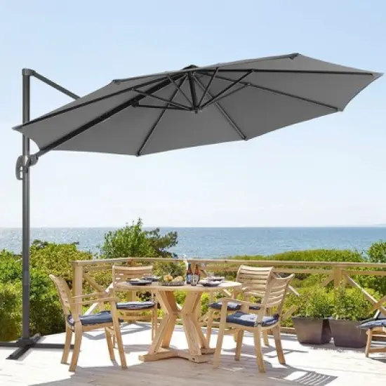 Sonkuki Outdoor 11FT Round Offset Patio Cantilever Aluminum Umbrella image {9}