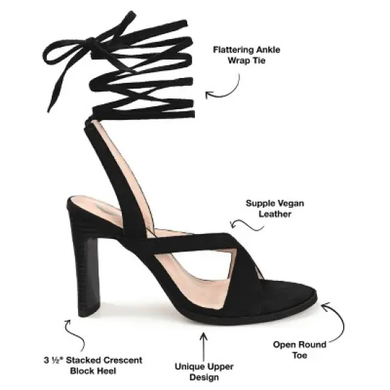Journee Collection Womens Adalee Ankle Wrap Stacked Heel Sandals image {7}