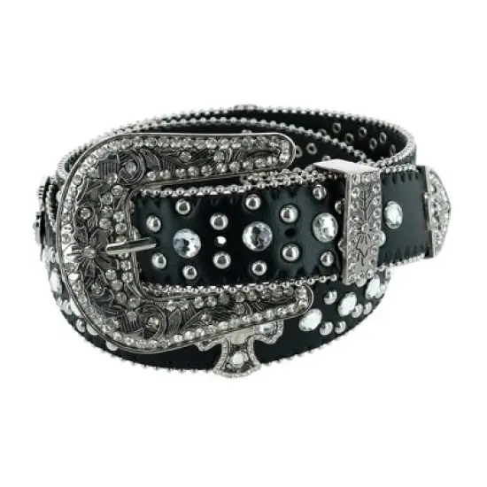 CTM Women's Cross Concho Western Rhinestone Belt image {3}