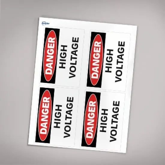 Avery High Voltage Labels, Waterproof, UV Resistant, Preprinted, 3.5" x 5", 40 Warning Decal Labels image {5}