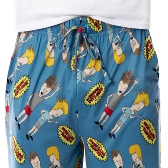 MTV Mens' Beavis and Butt-Head Logo TV Show Sleep Pajama Pants Blue image {2}