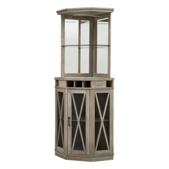 Corner Bar with Mesh Door Stone Gray - Home Source image {3}