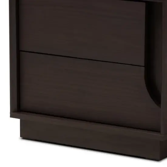 Larsine Finished 2 Drawer Nightstand Brown - Baxton Studio image {7}