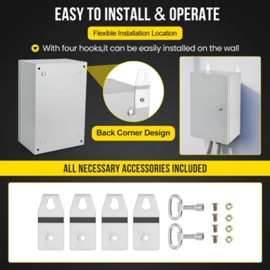 Garvee NEMA Weatherproof Electrical Box, NEMA 4X Enclosure with Lock & Mounting Plate, Steel Junction Box for Indoor/Outdoor image {4}