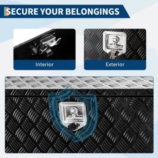 72" Metal Truck Tool Box, Diamond Plate Tool Chest Organizer With Lock and Keys, Truck Bed Toolbox for Pick Up, Trailer, Utility Tractor, Deck Box image {4}
