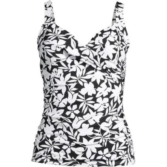 Lands' End Women's Long Chlorine Resistant V-Neck Wrap Underwire Tankini Swimsuit Top Adjustable Straps image {6}