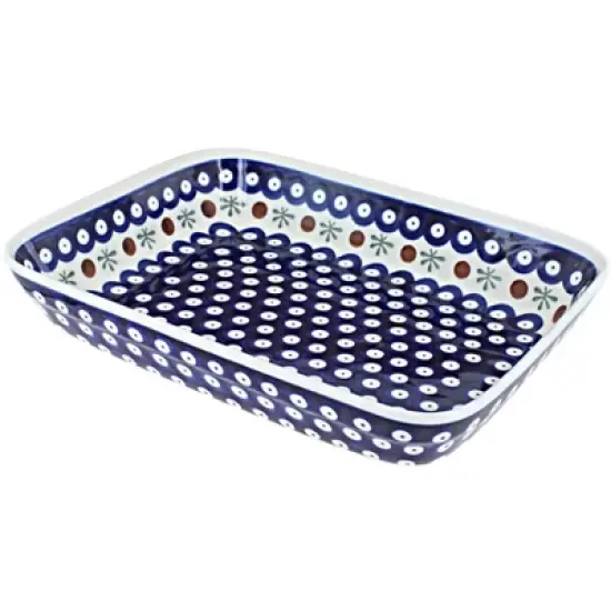Blue Rose Polish Pottery 370 Zaklady Small Rectangular Baker image {5}