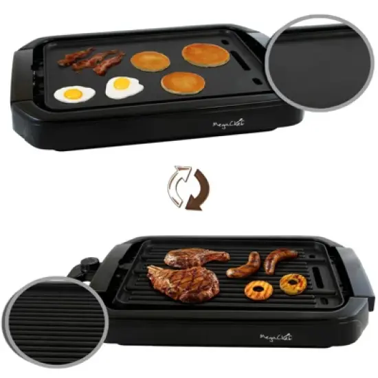 MegaChef Dual Surface Reversible Indoor Grill and Griddle 965117366M: Electric, Cast Aluminum, Corrosion-Resistant, 1800W image {2}