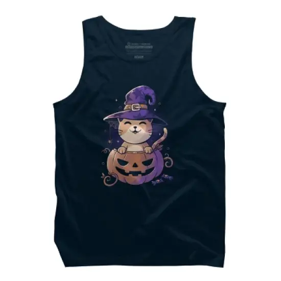 Men's Design By Humans Spooky Kitty Funny Cute Magic Halloween By EduEly Tank Top image {5}