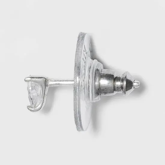 Sterling Silver with Cubic Zirconia Star, Moon, Tear Drop and Endless Hoop Stud Earring Set 5pc - A New Day&trade; Silver image {1}