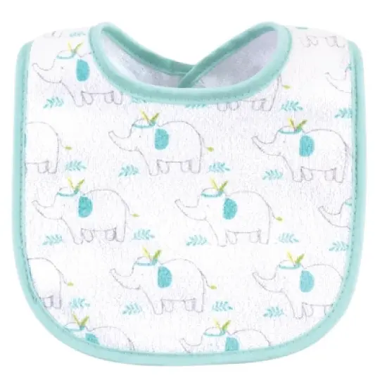 Luvable Friends Baby Cotton Terry Bibs 10pk, Neutral Elephant Stars, One Size image {4}