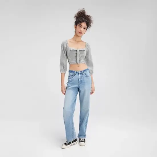 Women's Tie-Front Bubble Sleeve Top - Wild Fable&trade; image {3}