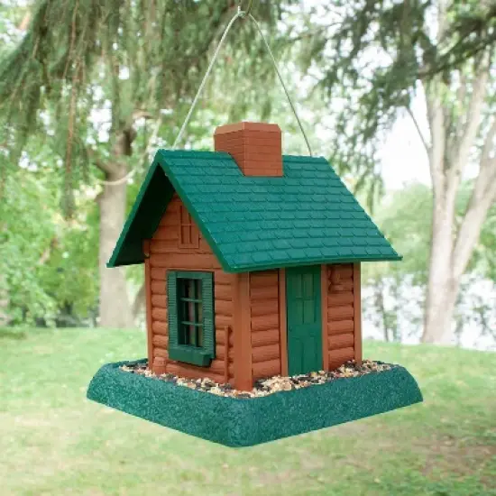 North States Log Cabin Hopper Bird Feeder 10.75" Brown image {1}