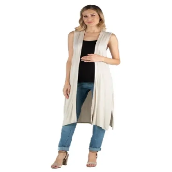 Sleeveless Long Maternity Cardigan image {6}