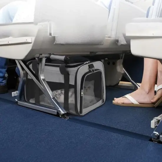 Unique Bargains Breathable Mesh Design Pet Carrier Grey 1 Pc image {1}